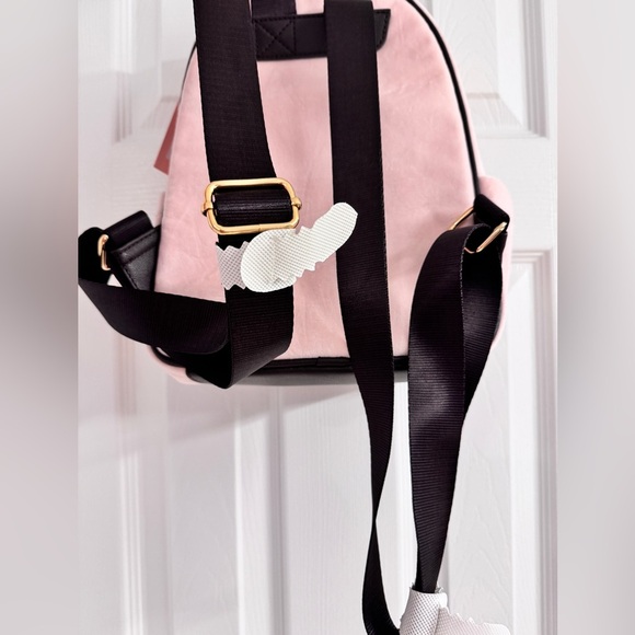 NWT Juicy Couture Mini Pink Velvet Backpack with Black Straps - Picture 12 of 12